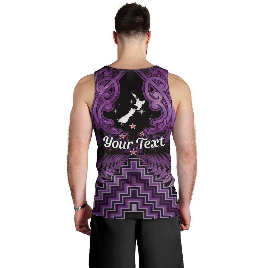 Personalised Aotearoa Matariki Men Tank Top Purple Fern Maori Poutama