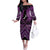 Personalised Aotearoa Matariki Off The Shoulder Long Sleeve Dress Purple Fern Maori Poutama