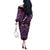 Personalised Aotearoa Matariki Off The Shoulder Long Sleeve Dress Purple Fern Maori Poutama