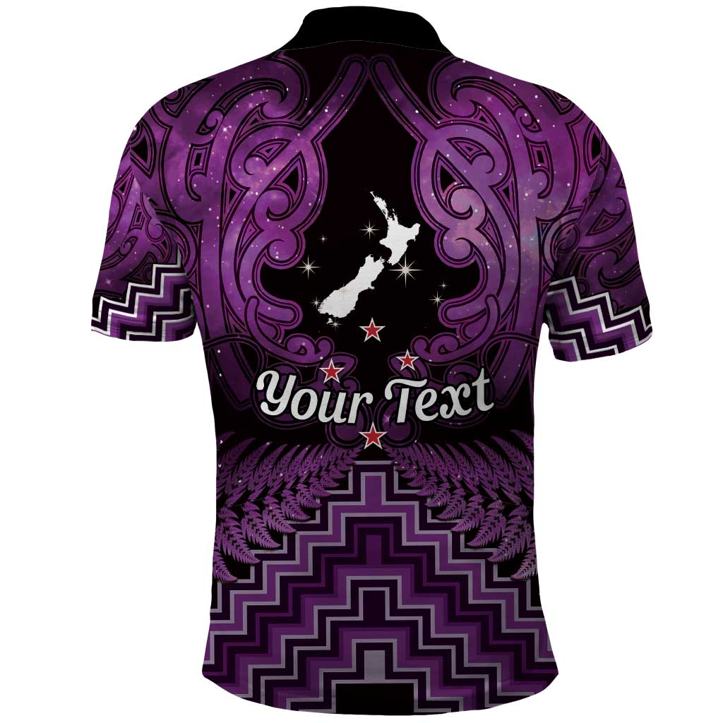 Personalised Aotearoa Matariki Polo Shirt Purple Fern Maori Poutama