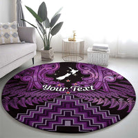 Personalised Aotearoa Matariki Round Carpet Purple Fern Maori Poutama