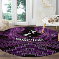 Personalised Aotearoa Matariki Round Carpet Purple Fern Maori Poutama