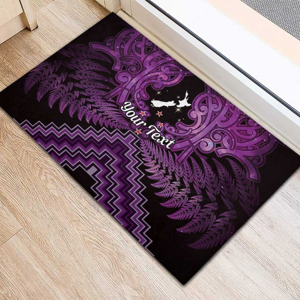 Personalised Aotearoa Matariki Rubber Doormat Purple Fern Maori Poutama