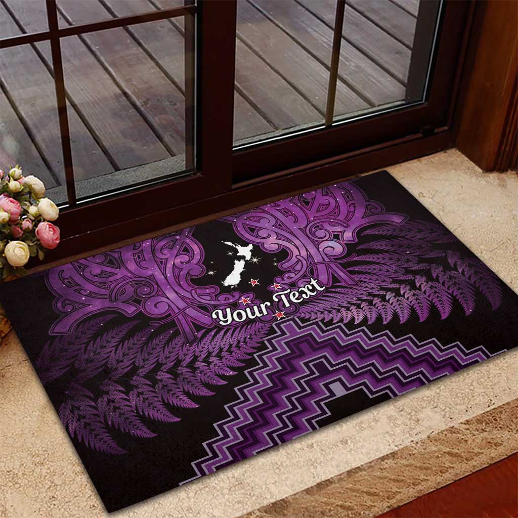 Personalised Aotearoa Matariki Rubber Doormat Purple Fern Maori Poutama