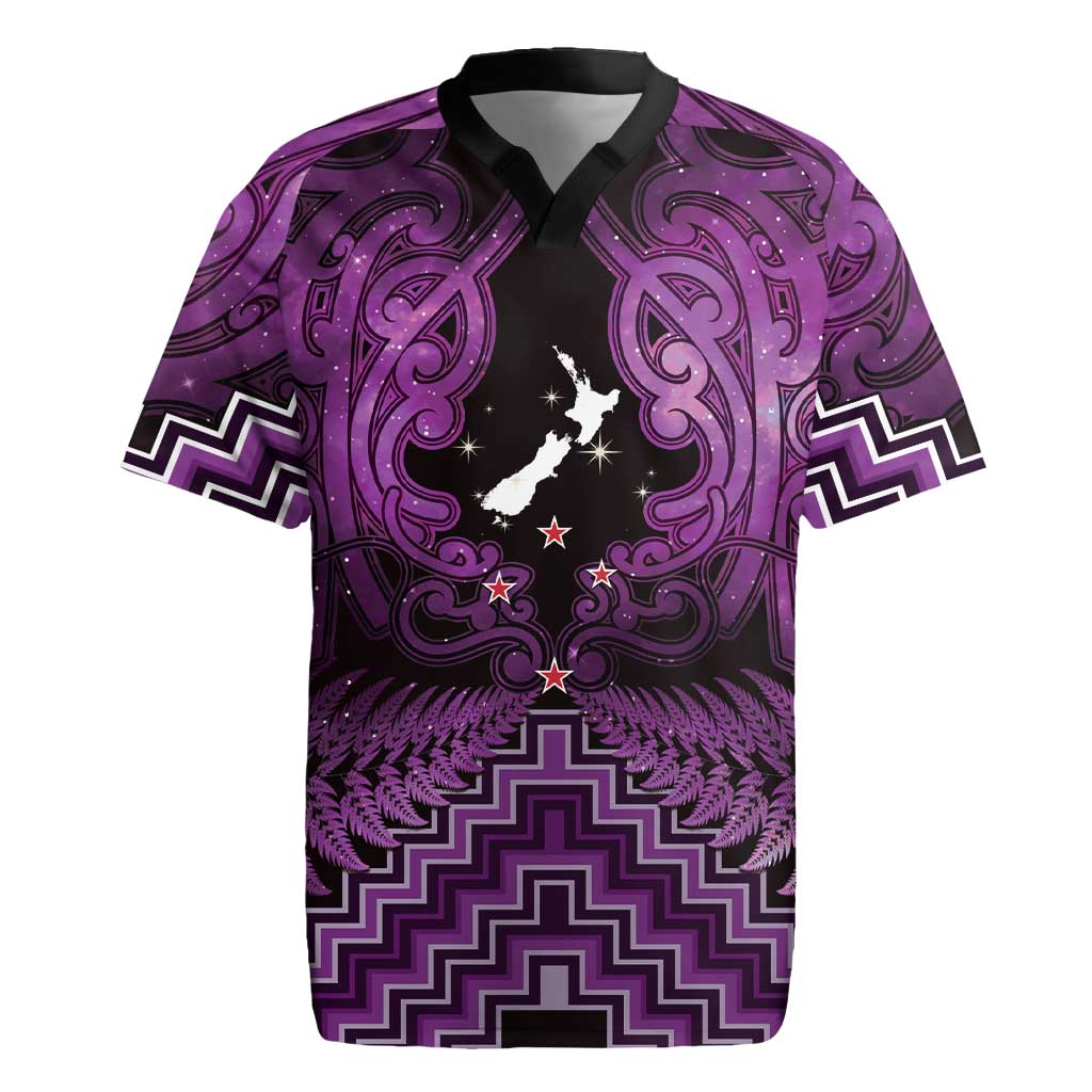 Personalised Aotearoa Matariki Rugby Jersey Purple Fern Maori Poutama