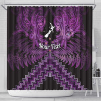 Personalised Aotearoa Matariki Shower Curtain Purple Fern Maori Poutama