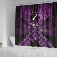 Personalised Aotearoa Matariki Shower Curtain Purple Fern Maori Poutama