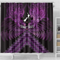 Personalised Aotearoa Matariki Shower Curtain Purple Fern Maori Poutama