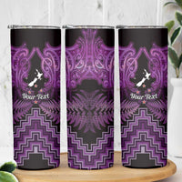 Personalised Aotearoa Matariki Skinny Tumbler Purple Fern Maori Poutama