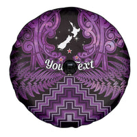 Personalised Aotearoa Matariki Spare Tire Cover Purple Fern Maori Poutama