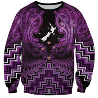 Personalised Aotearoa Matariki Sweatshirt Purple Fern Maori Poutama
