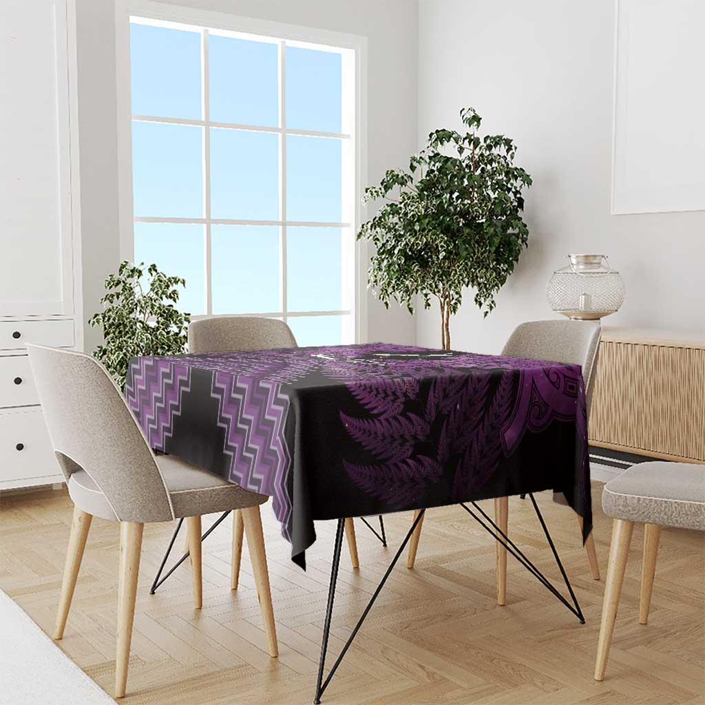 Personalised Aotearoa Matariki Tablecloth Purple Fern Maori Poutama