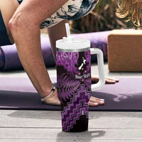 Personalised Aotearoa Matariki Tumbler With Handle Purple Fern Maori Poutama
