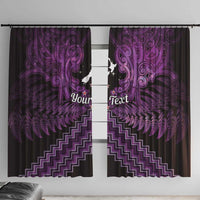 Personalised Aotearoa Matariki Window Curtain Purple Fern Maori Poutama