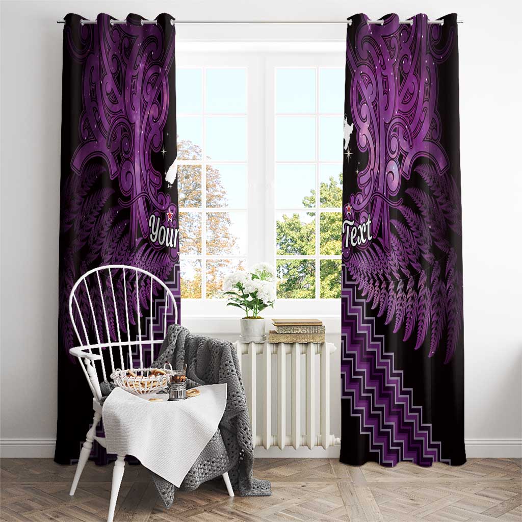 Personalised Aotearoa Matariki Window Curtain Purple Fern Maori Poutama