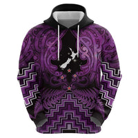 Personalised Aotearoa Matariki Zip Hoodie Purple Fern Maori Poutama