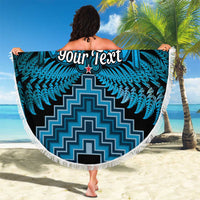 Personalised Aotearoa Matariki Beach Blanket Turquoise Fern Maori Poutama