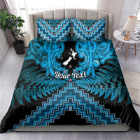 Personalised Aotearoa Matariki Bedding Set Turquoise Fern Maori Poutama