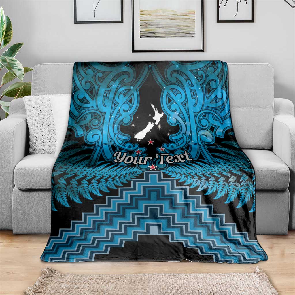 Personalised Aotearoa Matariki Blanket Turquoise Fern Maori Poutama