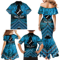 Personalised Aotearoa Matariki Family Matching Mermaid Dress and Hawaiian Shirt Turquoise Fern Maori Poutama