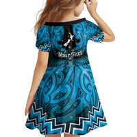 Personalised Aotearoa Matariki Family Matching Off Shoulder Maxi Dress and Hawaiian Shirt Turquoise Fern Maori Poutama