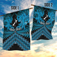 Personalised Aotearoa Matariki Garden Flag Turquoise Fern Maori Poutama