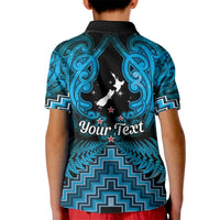 Personalised Aotearoa Matariki Kid Polo Shirt Turquoise Fern Maori Poutama