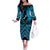 Personalised Aotearoa Matariki Off The Shoulder Long Sleeve Dress Turquoise Fern Maori Poutama