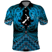 Personalised Aotearoa Matariki Polo Shirt Turquoise Fern Maori Poutama