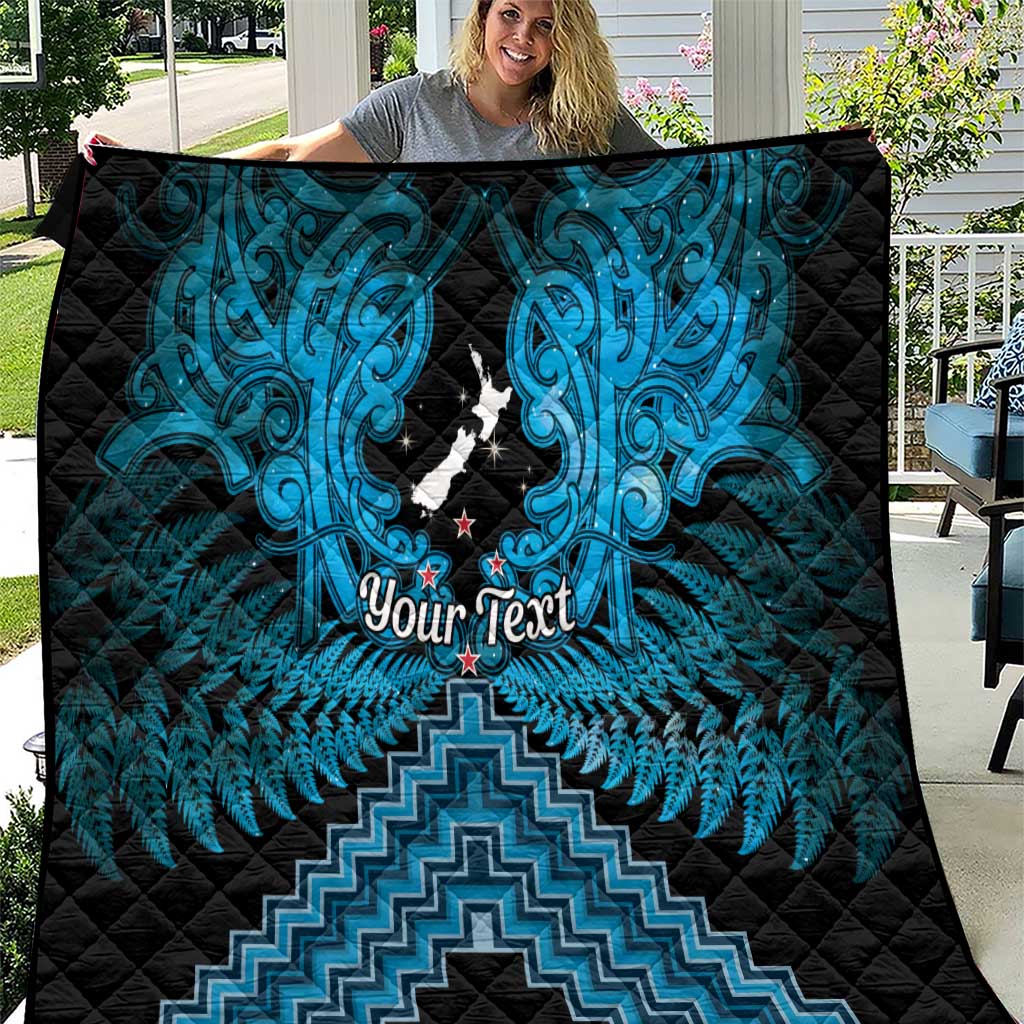 Personalised Aotearoa Matariki Quilt Turquoise Fern Maori Poutama