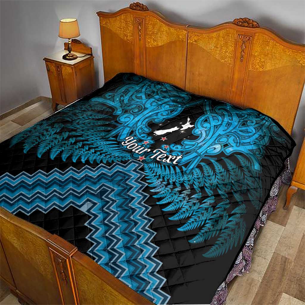 Personalised Aotearoa Matariki Quilt Turquoise Fern Maori Poutama