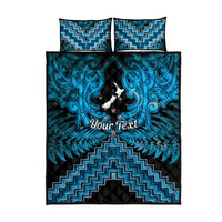 Personalised Aotearoa Matariki Quilt Bed Set Turquoise Fern Maori Poutama