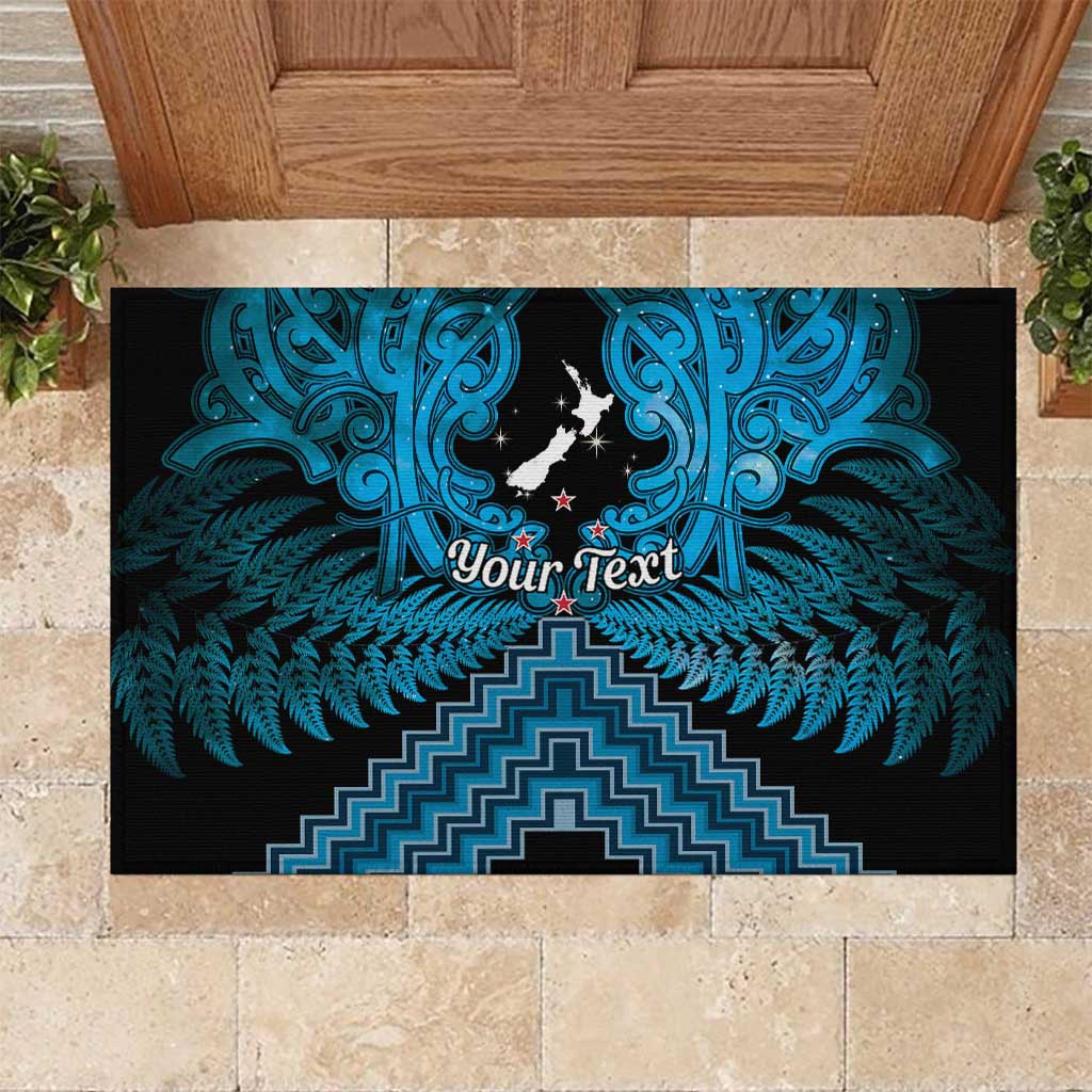 Personalised Aotearoa Matariki Rubber Doormat Turquoise Fern Maori Poutama