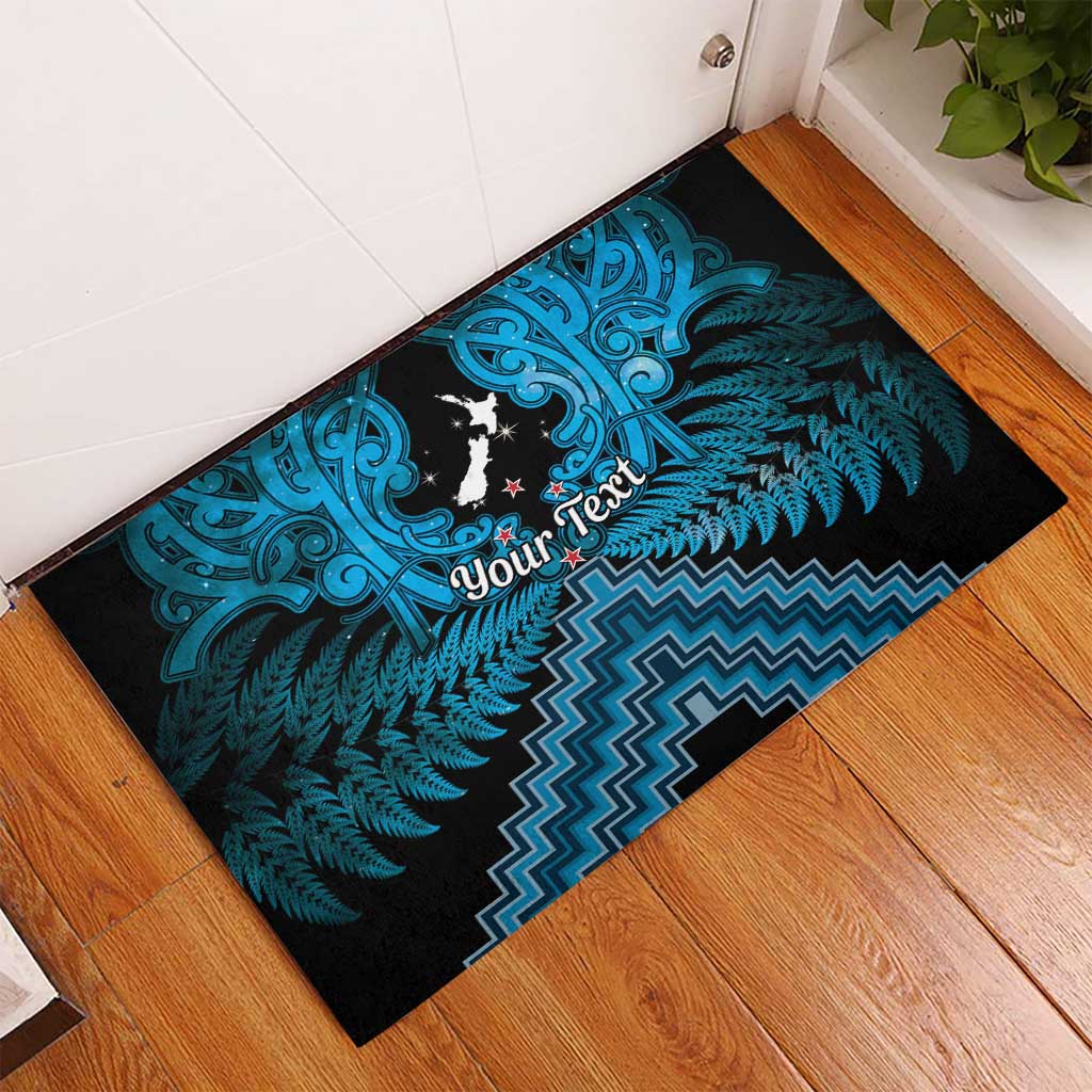 Personalised Aotearoa Matariki Rubber Doormat Turquoise Fern Maori Poutama