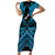 Personalised Aotearoa Matariki Short Sleeve Bodycon Dress Turquoise Fern Maori Poutama