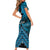 Personalised Aotearoa Matariki Short Sleeve Bodycon Dress Turquoise Fern Maori Poutama