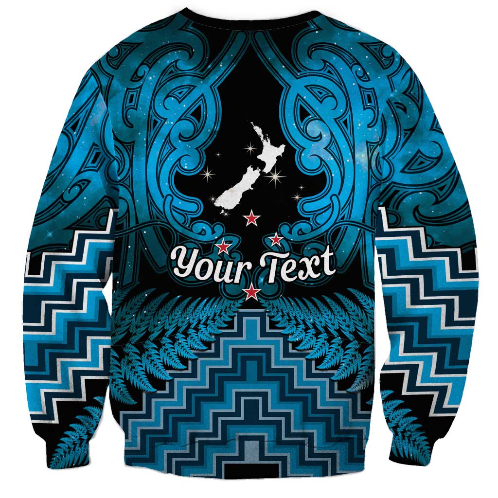 Personalised Aotearoa Matariki Sweatshirt Turquoise Fern Maori Poutama