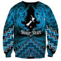 Personalised Aotearoa Matariki Sweatshirt Turquoise Fern Maori Poutama