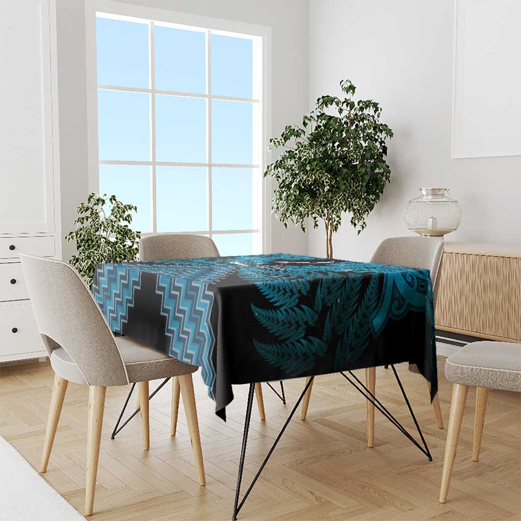 Personalised Aotearoa Matariki Tablecloth Turquoise Fern Maori Poutama