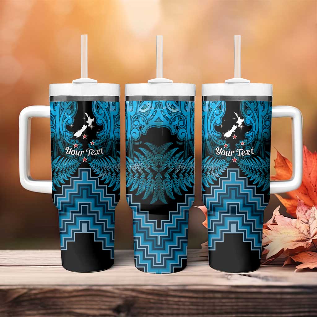 Personalised Aotearoa Matariki Tumbler With Handle Turquoise Fern Maori Poutama