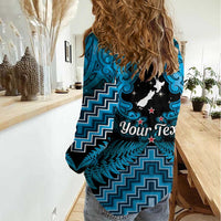 Personalised Aotearoa Matariki Women Casual Shirt Turquoise Fern Maori Poutama