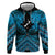Personalised Aotearoa Matariki Zip Hoodie Turquoise Fern Maori Poutama