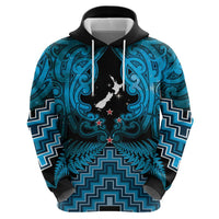 Personalised Aotearoa Matariki Zip Hoodie Turquoise Fern Maori Poutama