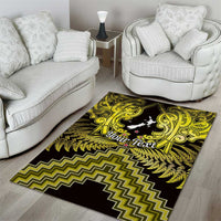 Personalised Aotearoa Matariki Area Rug Yellow Fern Maori Poutama