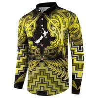 Personalised Aotearoa Matariki Button Sweatshirt Yellow Fern Maori Poutama