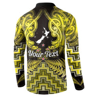 Personalised Aotearoa Matariki Button Sweatshirt Yellow Fern Maori Poutama