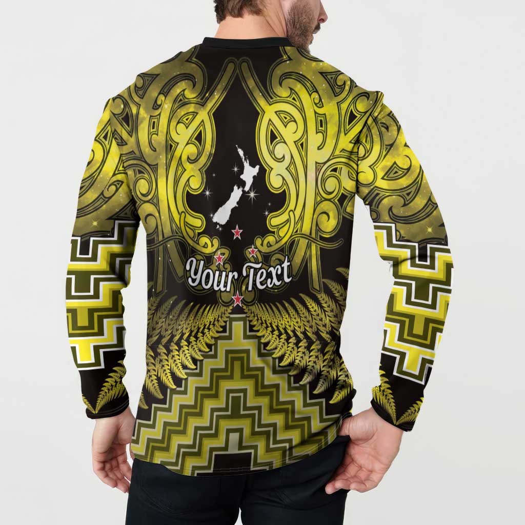 Personalised Aotearoa Matariki Button Sweatshirt Yellow Fern Maori Poutama