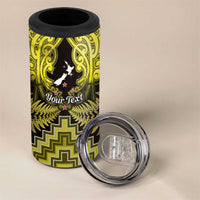 Personalised Aotearoa Matariki 4 in 1 Can Cooler Tumbler Yellow Fern Maori Poutama