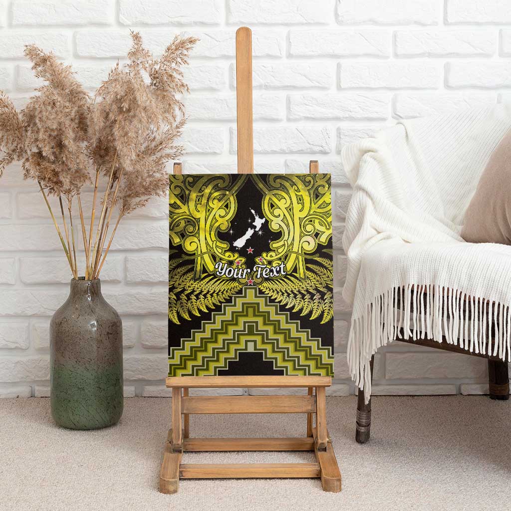 Personalised Aotearoa Matariki Canvas Wall Art Yellow Fern Maori Poutama