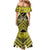 Personalised Aotearoa Matariki Family Matching Mermaid Dress and Hawaiian Shirt Yellow Fern Maori Poutama